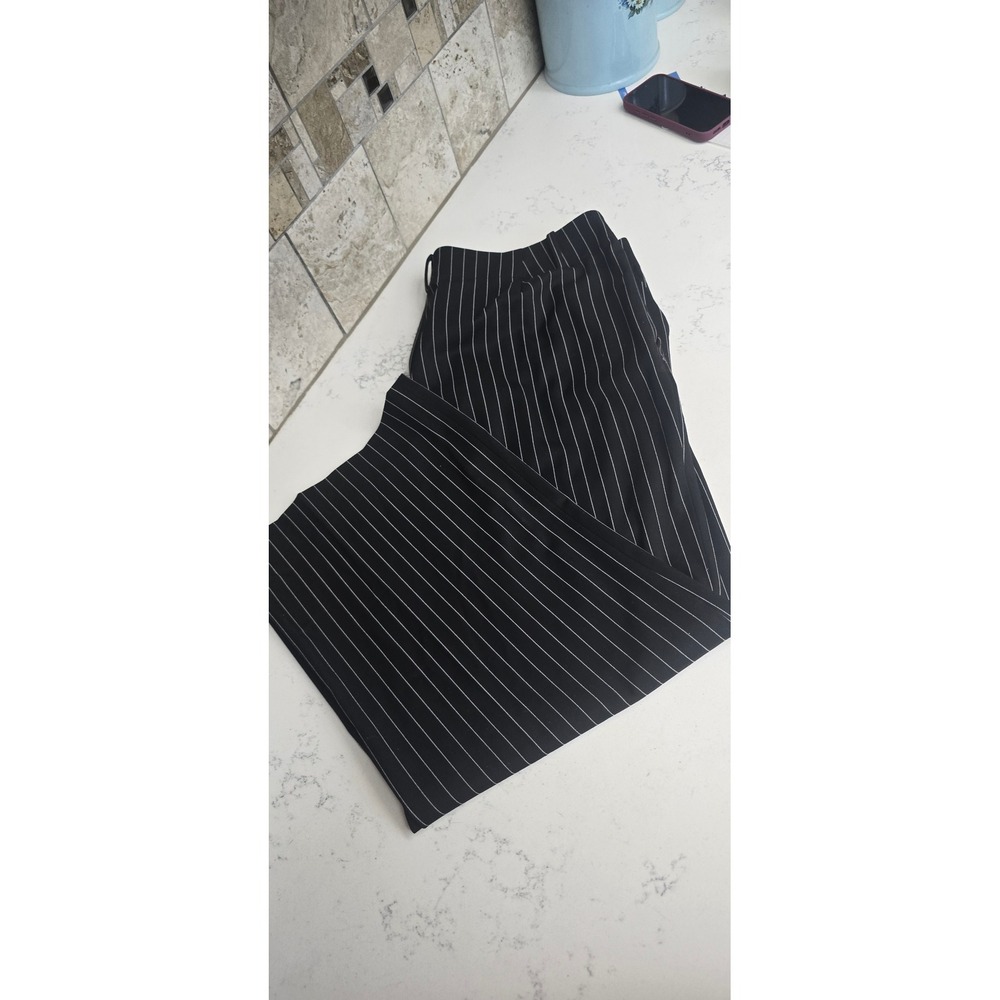 Lauren Ralph Lauren Pinstripe Wide Leg Dress Pants Black White Size 12
